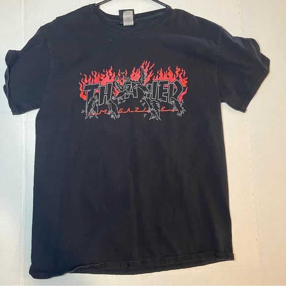 Thrasher Black Tee with Red Flames - Picture 1 of 3